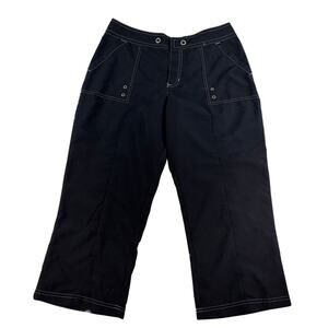 St John Bay Womens Small Black Capri Cargo Pants Active Athletic Cropped Pockets